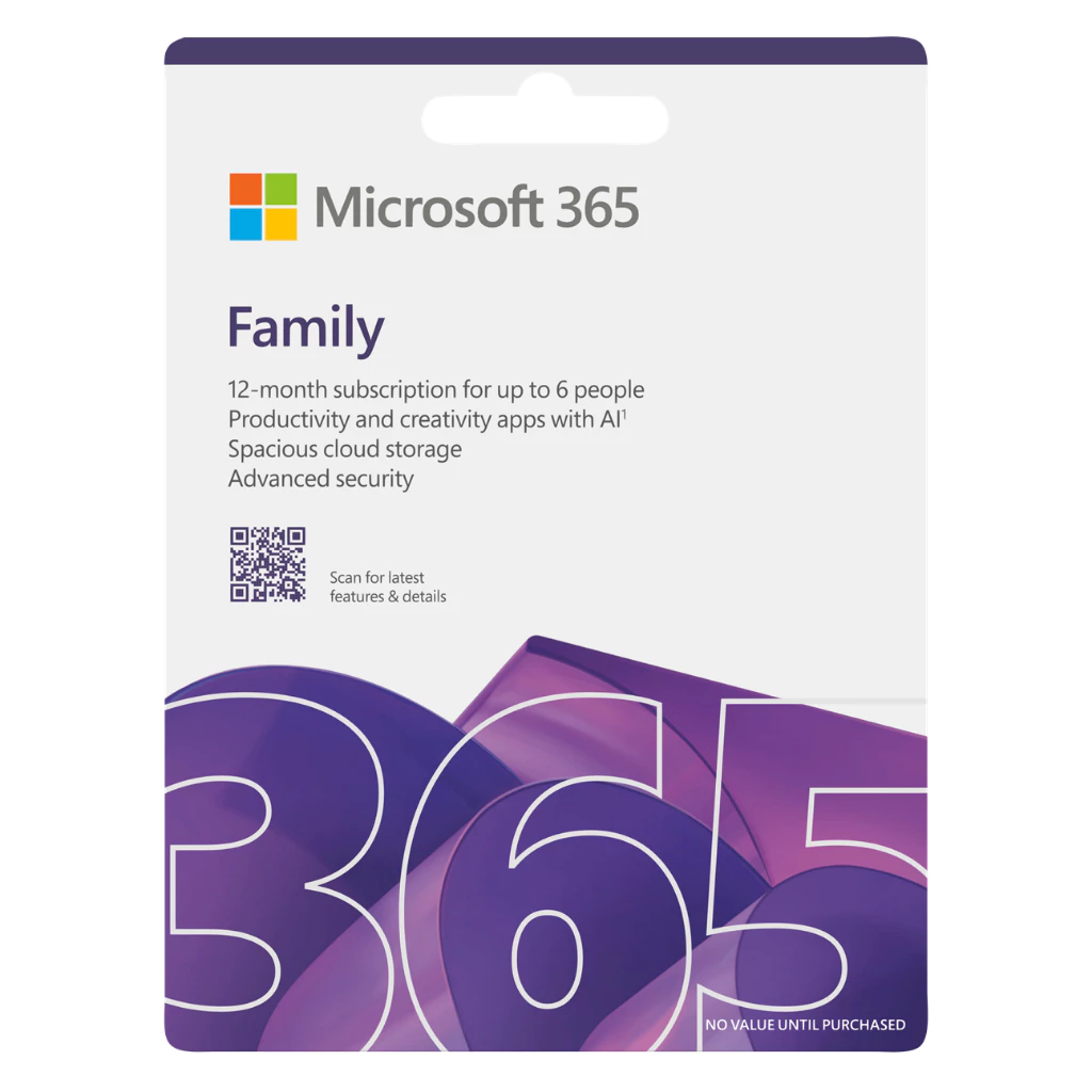 Hộp sản phẩm Microsoft 365 Family bản đăng ký 12 tháng